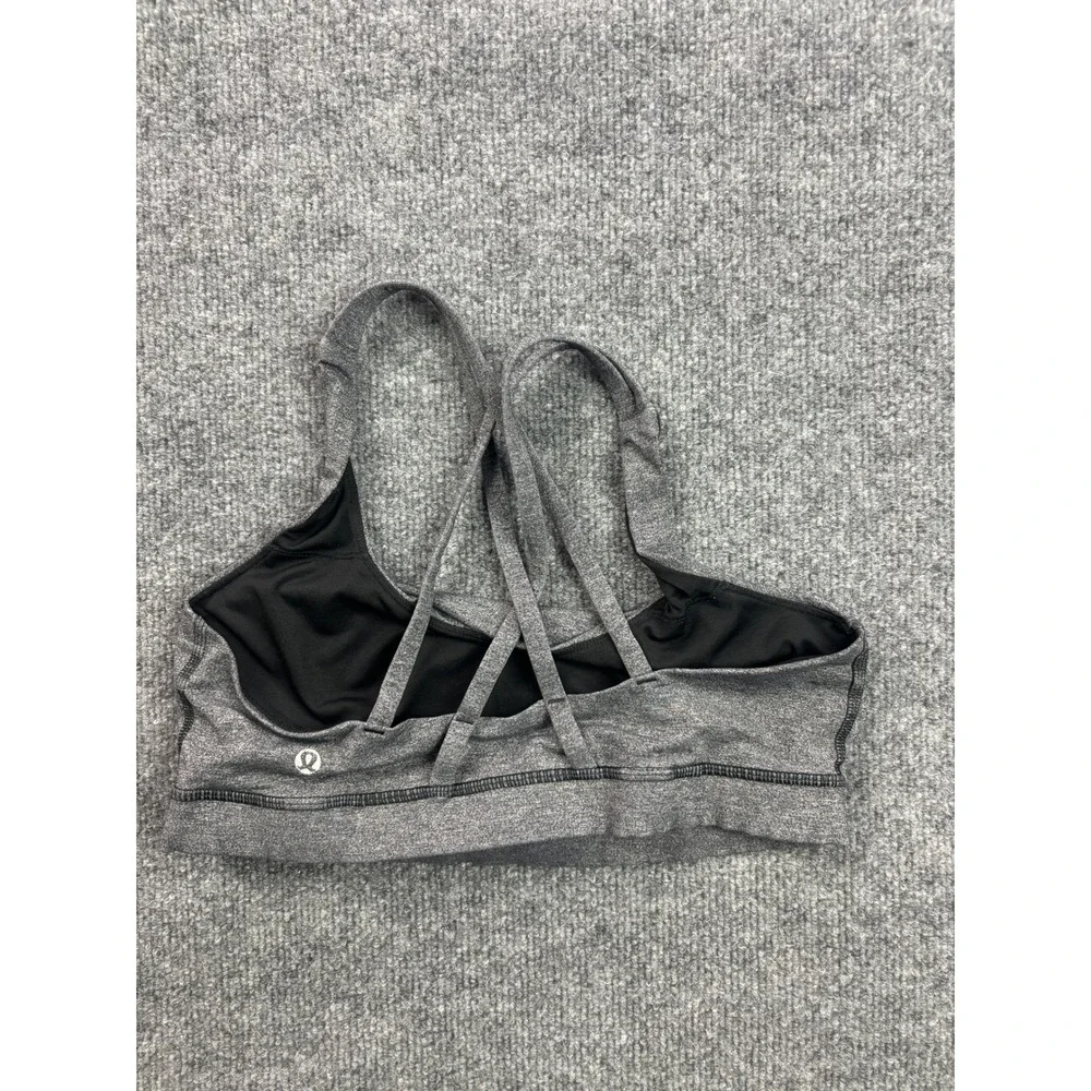Lululemon Free To Be Serene Sports Bra Womens 8 Grey Strappy Back Yoga Gym